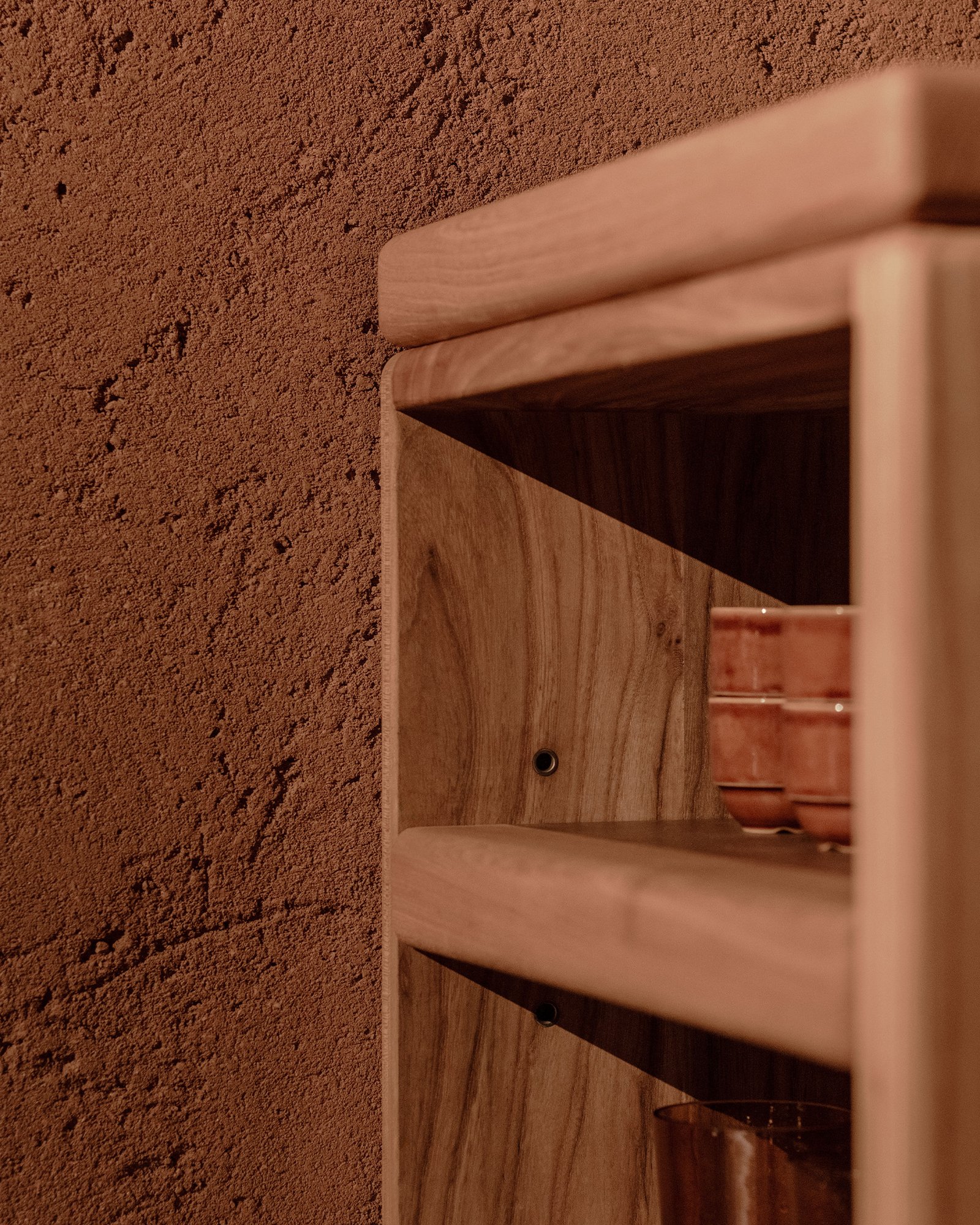 Clay plaster detail at Ara, East London, in Yellow YEL-01.