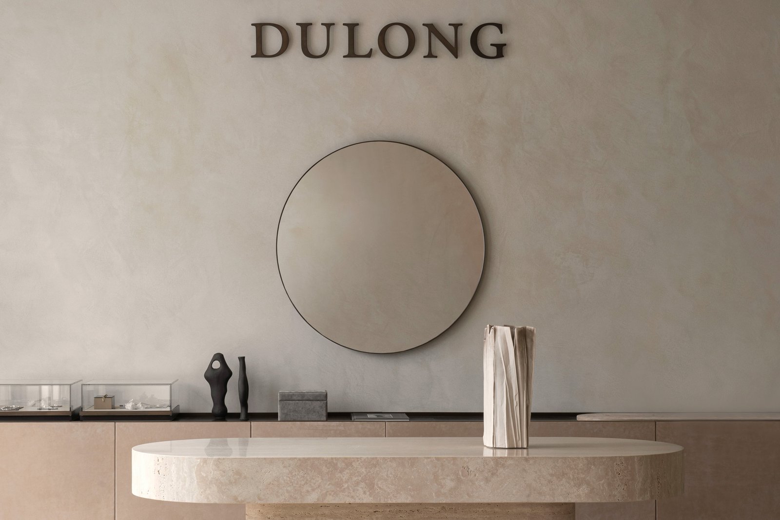 Smooth clay plaster in White WHI-01 at the Dulong jewellery flagship, Copenhagen.