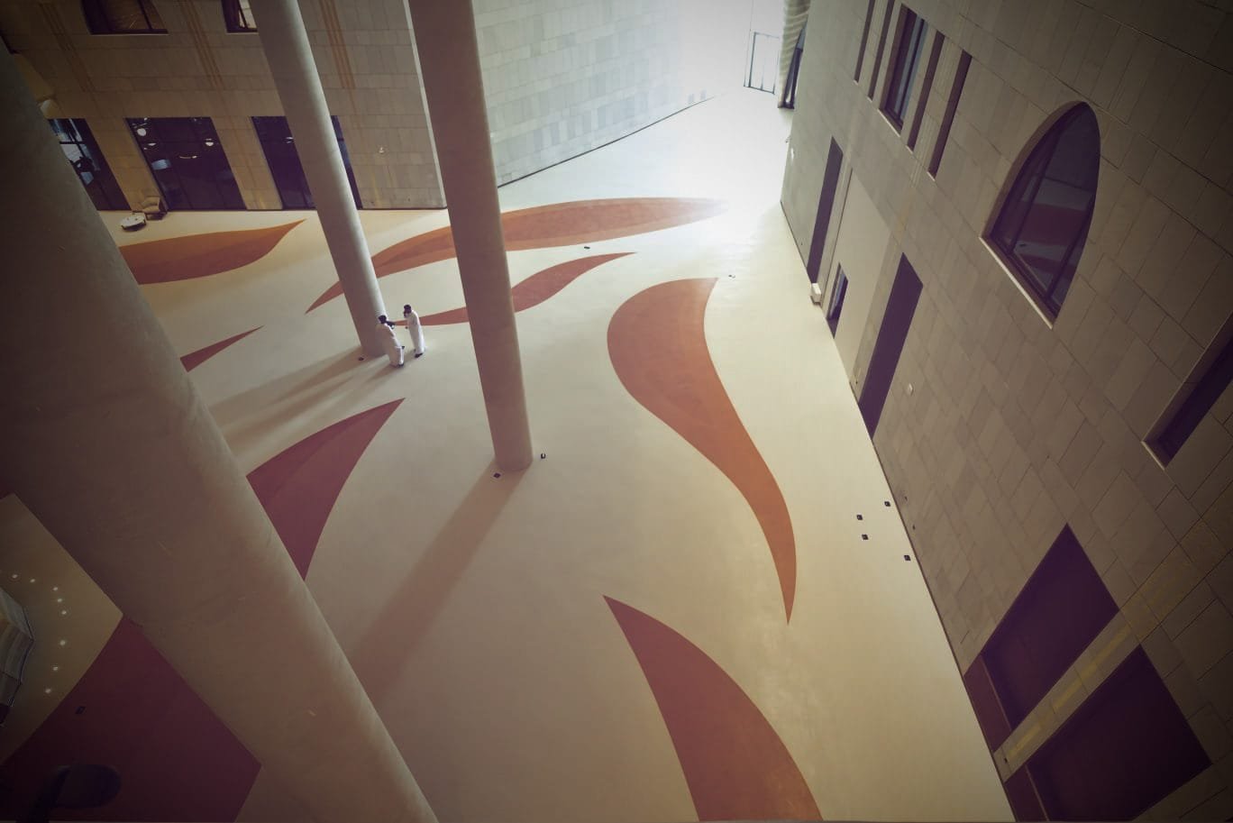 Microcement floor across the grand hall at King Fahad Cultural Centre, Riyadh