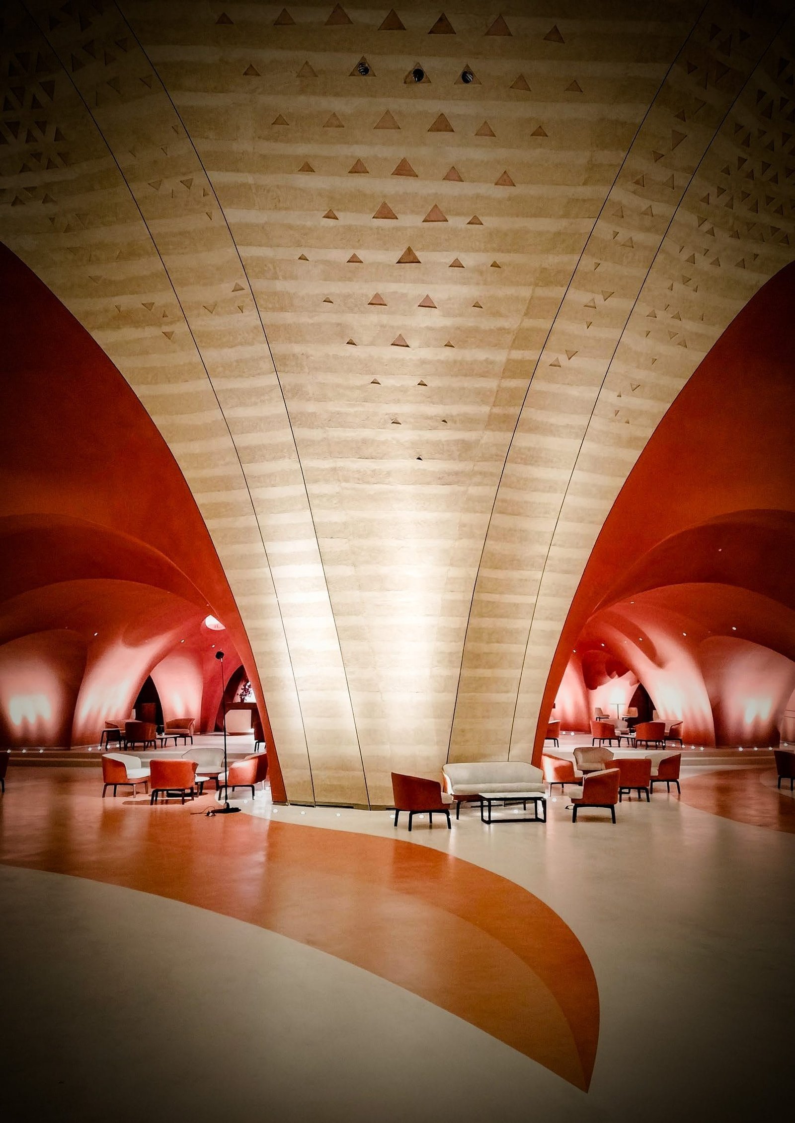 Microcement across the vaulted lounge at King Fahad Cultural Centre, Riyadh