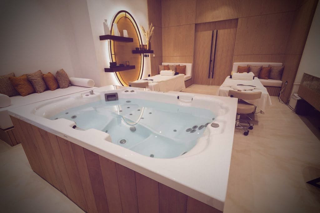 Microdur Plus microcement in the treatment room at Katara Hills LXR, Doha